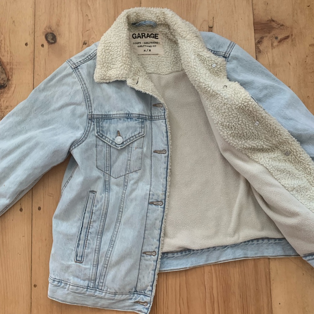 Faux Sherpa lined denim jacket